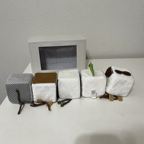 Pottery Barn Kids Animal Friends Soft Blocks Plush Rattle Set of 5 NEW - Picture 7 of 13